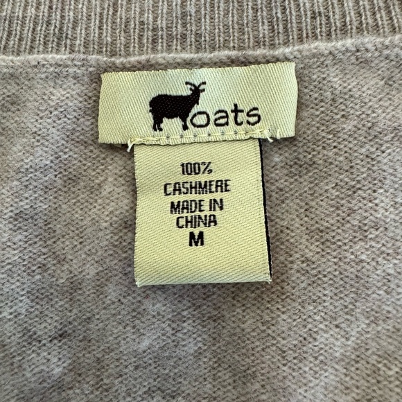 Oats 100% Cashmere lightweight 3/4 Ruffle Sleeve V Neck Sweater Women’s Sz M - Picture 9 of 10